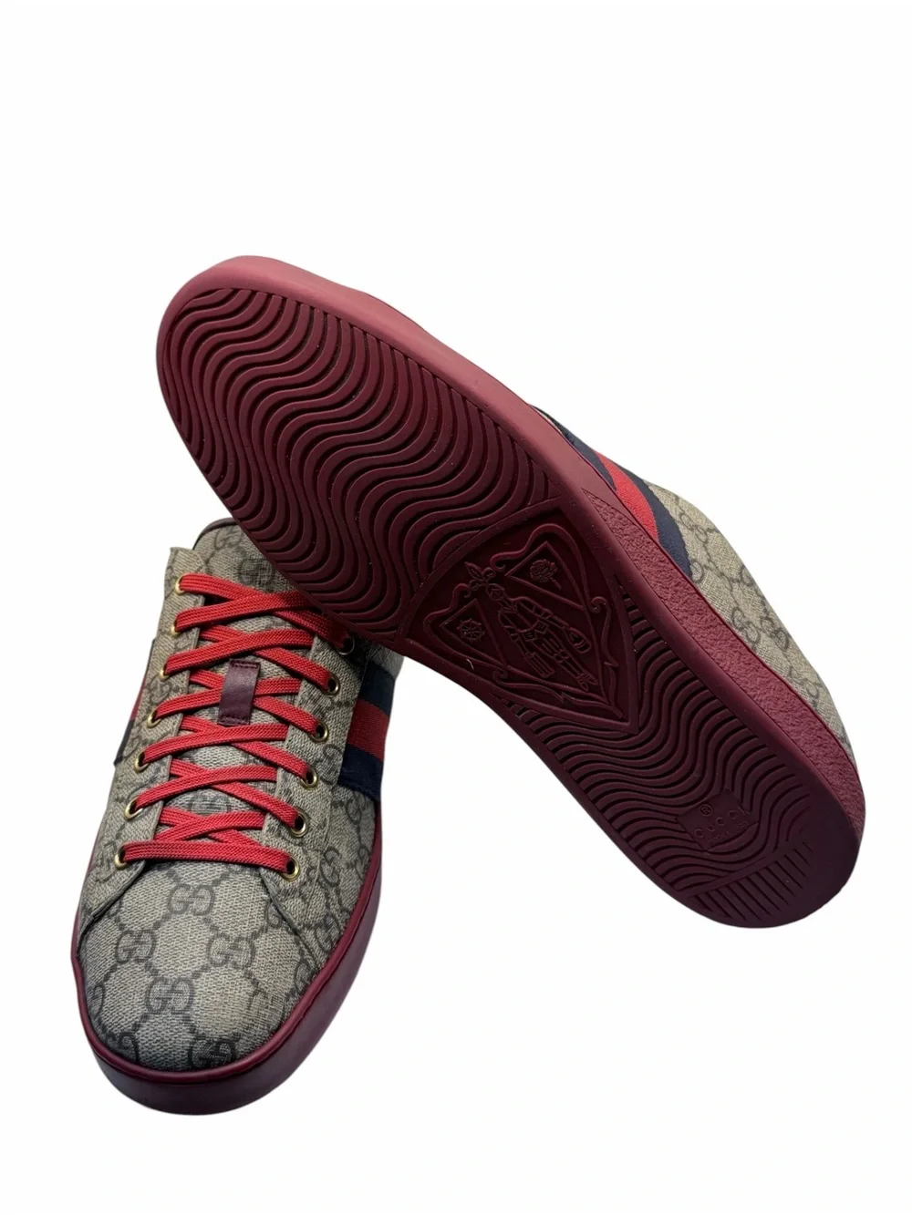 Gucci Ace GG Supreme Web Sneakers Men’s Size 11 Made in Italy Red Navy